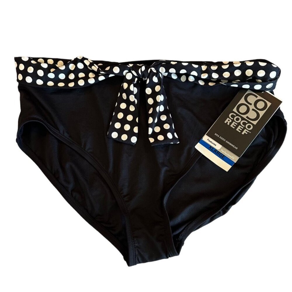 Coco Reef Womens Size XL Black High Waist Bikini Swim Bottoms Lure Tie NWT‎